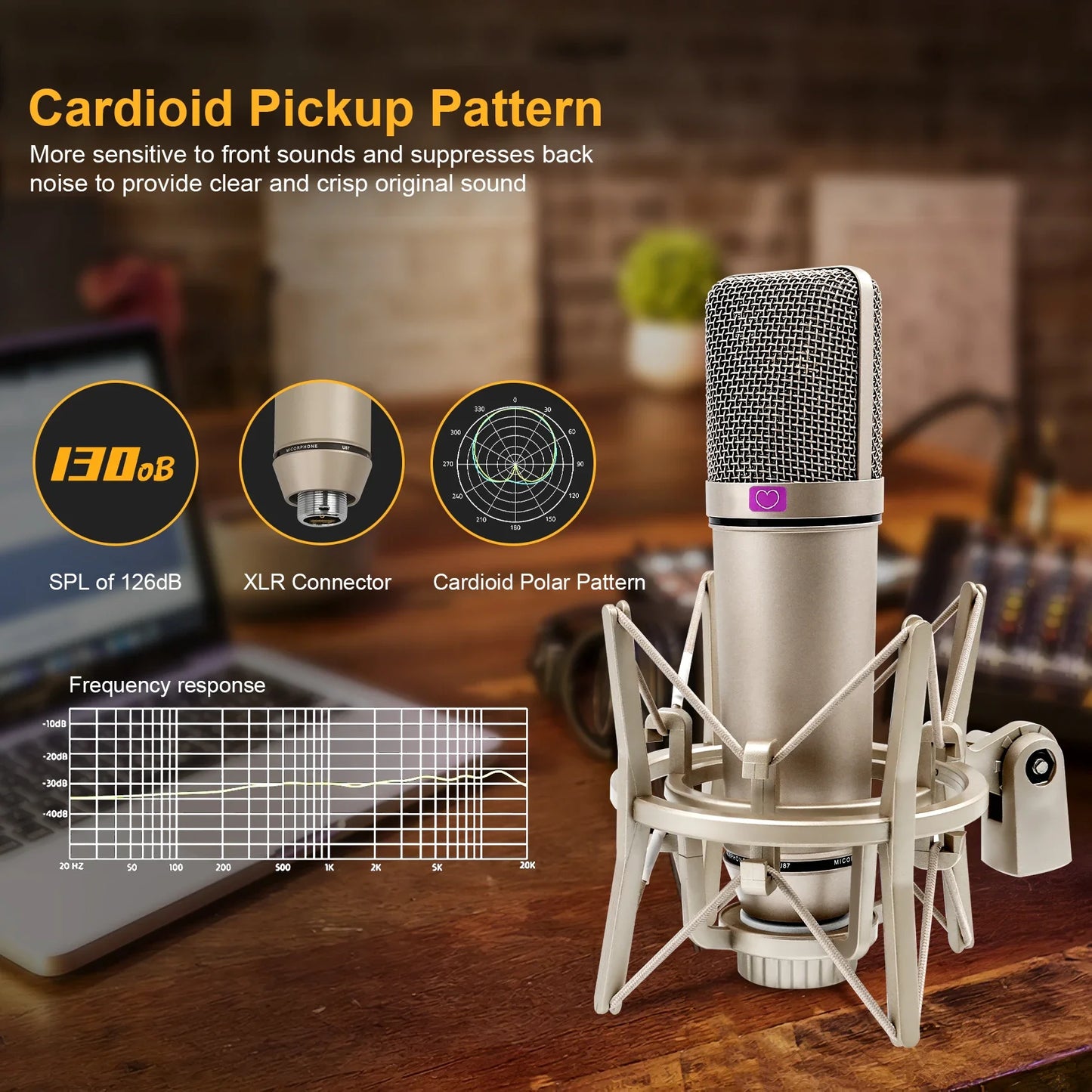 microfono a condensatore U87 AI XLR cardioide professionale da studio podcast registrazione