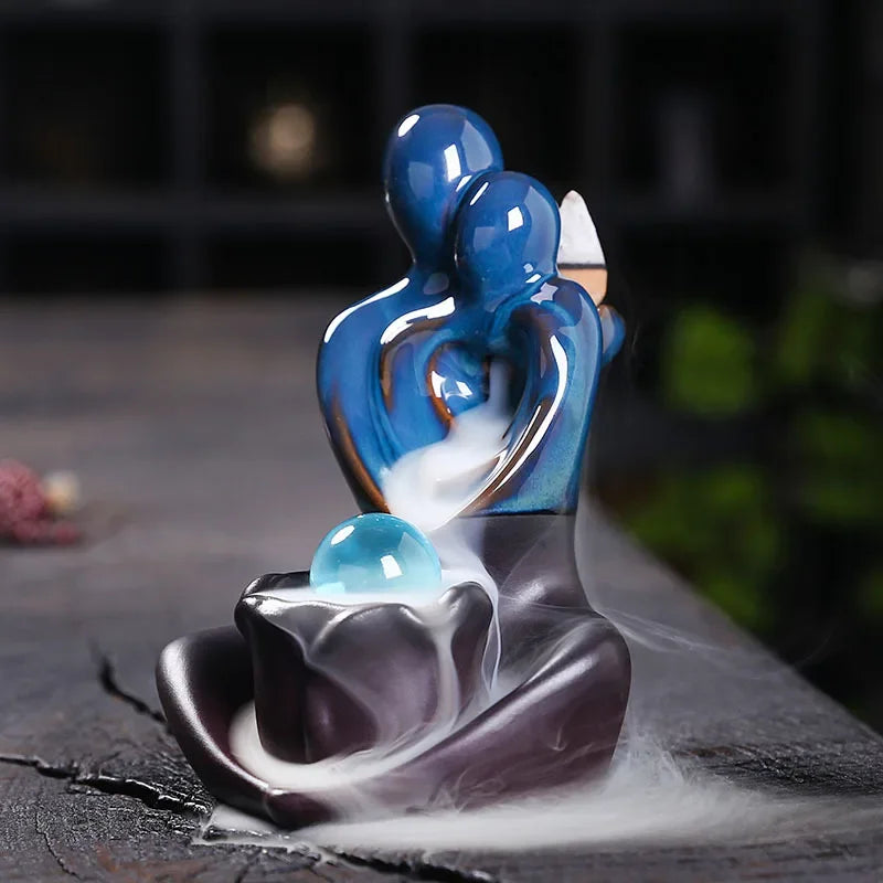 elegante bruciatore incenso in ceramica con funzione riflusso aromaterapia e meditazione