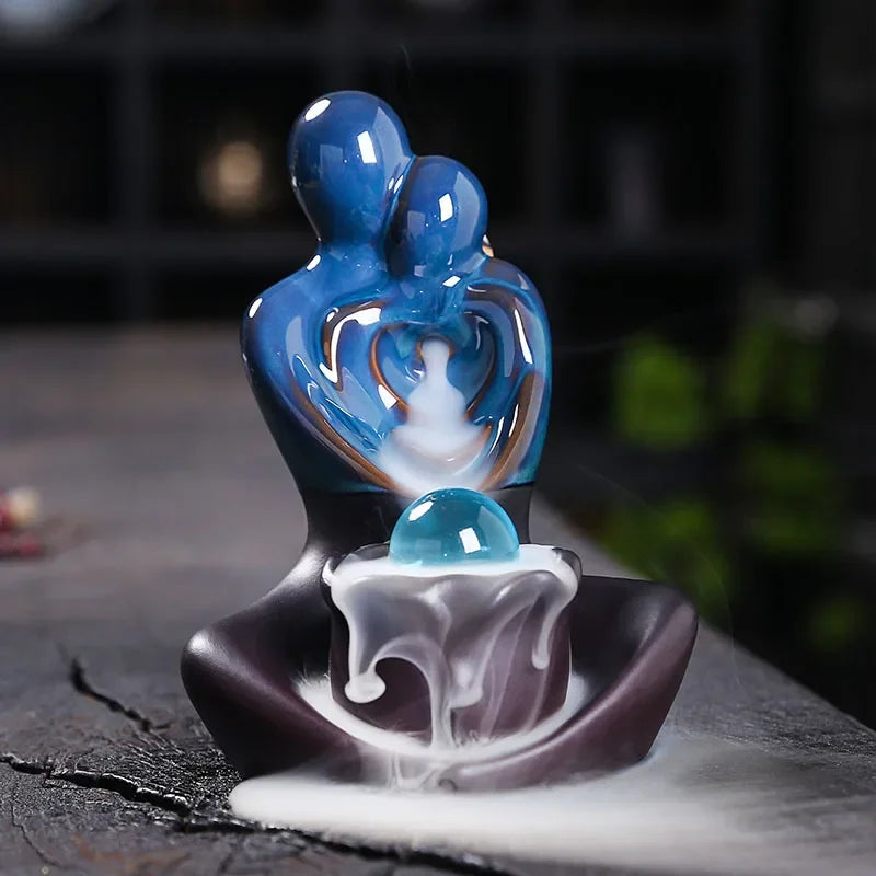 elegante bruciatore incenso in ceramica con funzione riflusso aromaterapia e meditazione