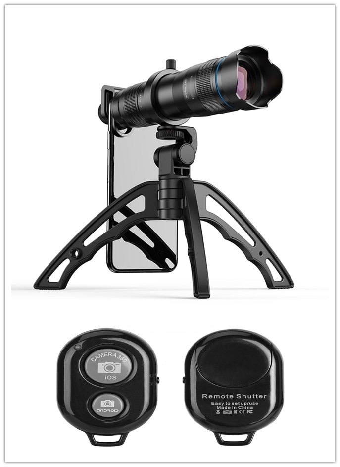 obiettivo per telefono fotocamera teleobiettivo telescopio monoculare + treppiedi con otturatore remoto per tutti gli smartphone