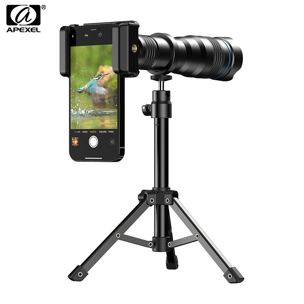obiettivo per telefono fotocamera teleobiettivo telescopio monoculare + treppiedi con otturatore remoto per tutti gli smartphone