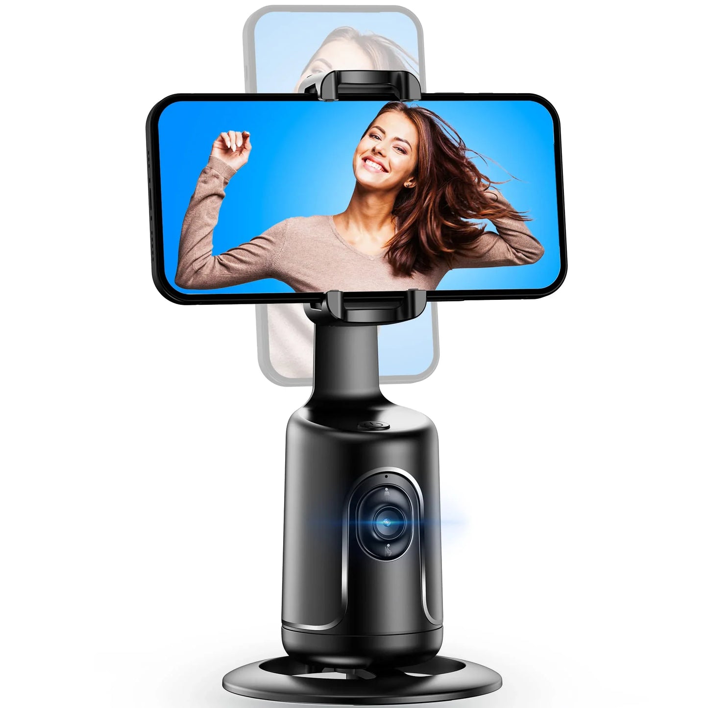 Supporto per telefono con tracciamento automatico, tracciamento automatico del viso, rotazione a 360°, tracciamento rapido di volti e oggetti, robot cameraman portatile