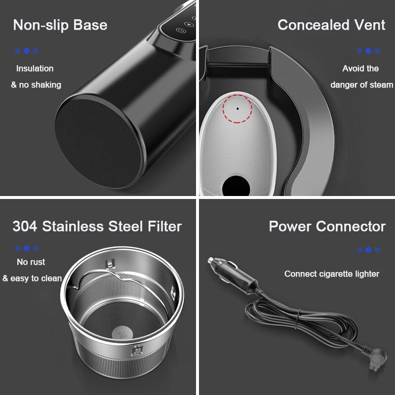 bottiglia termica per auto smart display touch 12/24/220 v