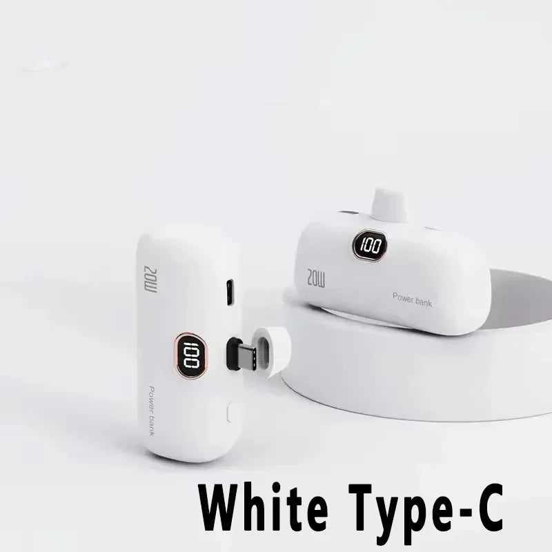 Mini Power Bank 30000mAh Cavo Integrato Caricabatterie Portatile per Cellulare Ricarica Rapida Batteria di Ricambio Capsula Power Bank per iPhone Tipo-C