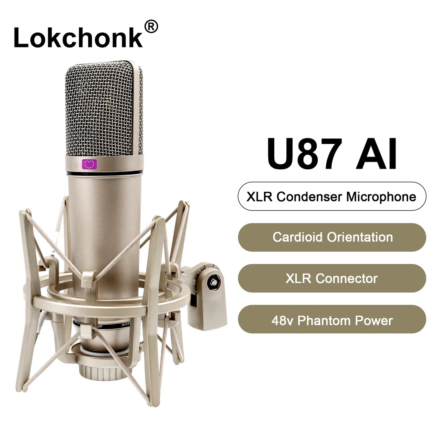 microfono a condensatore U87 AI XLR cardioide professionale da studio podcast registrazione