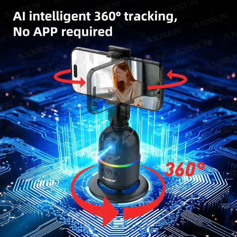 Stabilizzatore per telefono cellulare con gimbal con tracciamento facciale AI, supporto per selfie con rotazione automatica a 360° per iPhone 15 Pro Max Android, treppiede opzionale