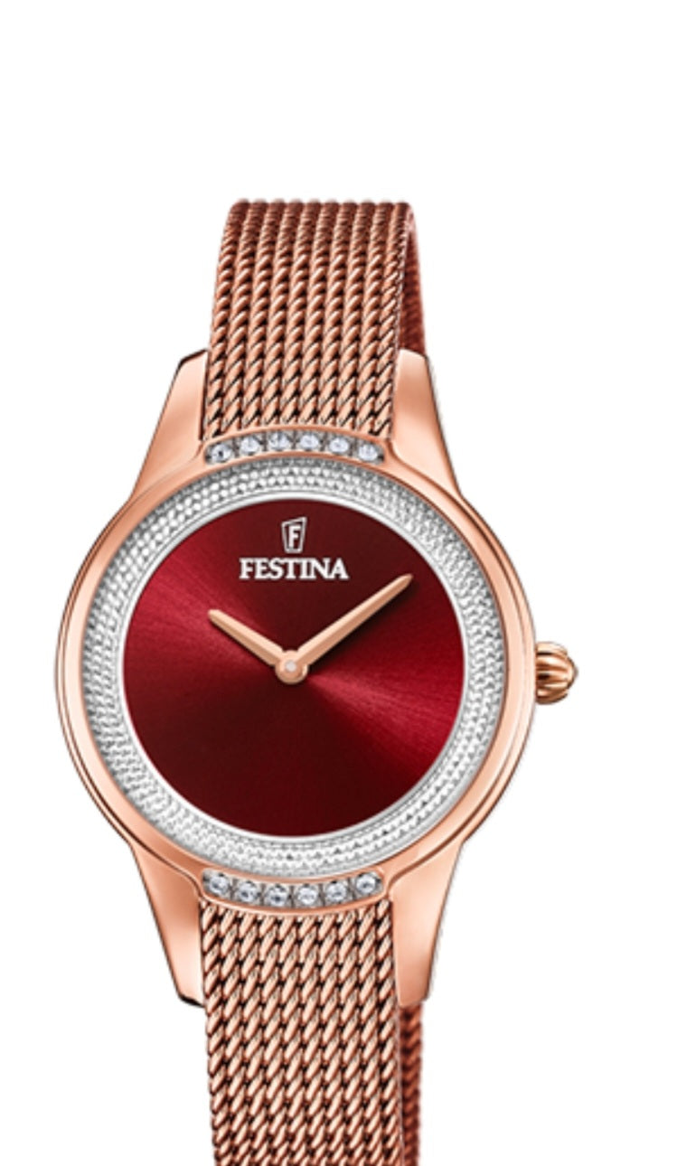 orologio da donna della FESTINA mademoiselle F20496/2 rosso cinturino in acciaio