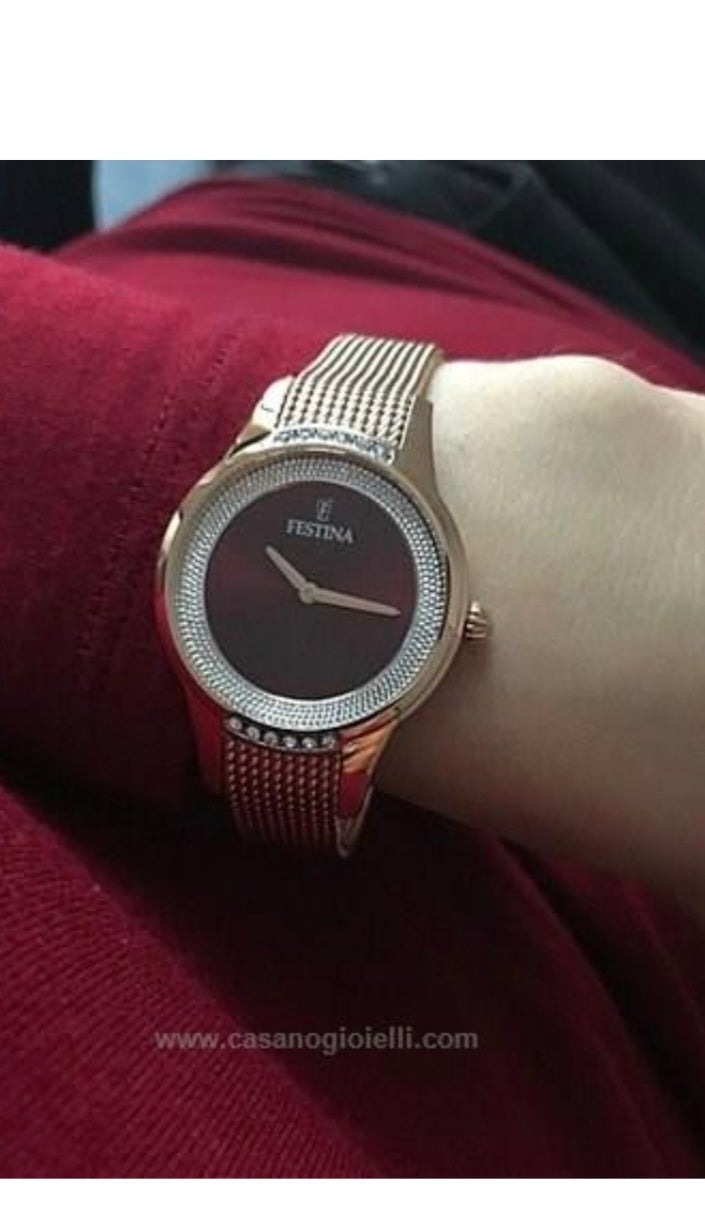 orologio da donna della FESTINA mademoiselle F20496/2 rosso cinturino in acciaio
