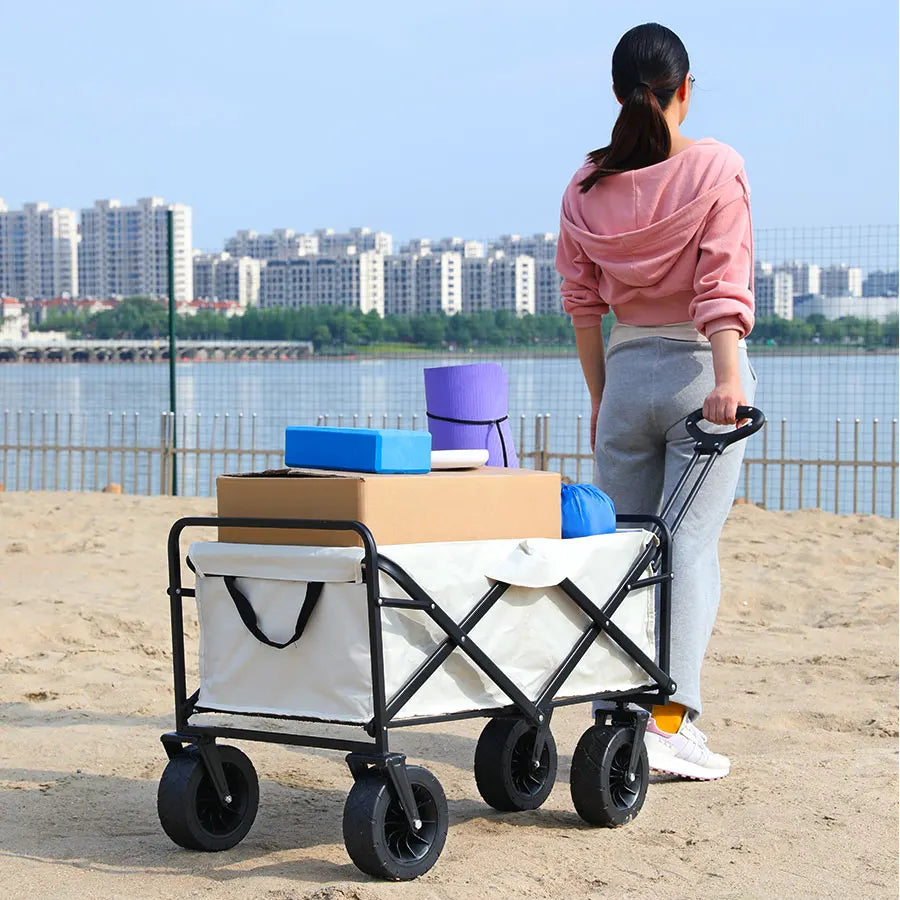 Carrello pieghevole da spiaggia e campeggio di grande capienza ideale per vacanza