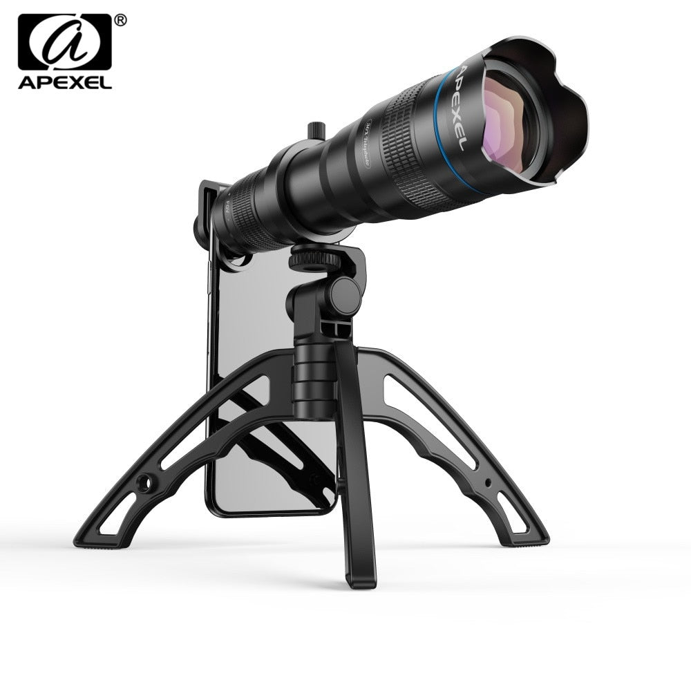 obiettivo per telefono fotocamera teleobiettivo telescopio monoculare + treppiedi con otturatore remoto per tutti gli smartphone
