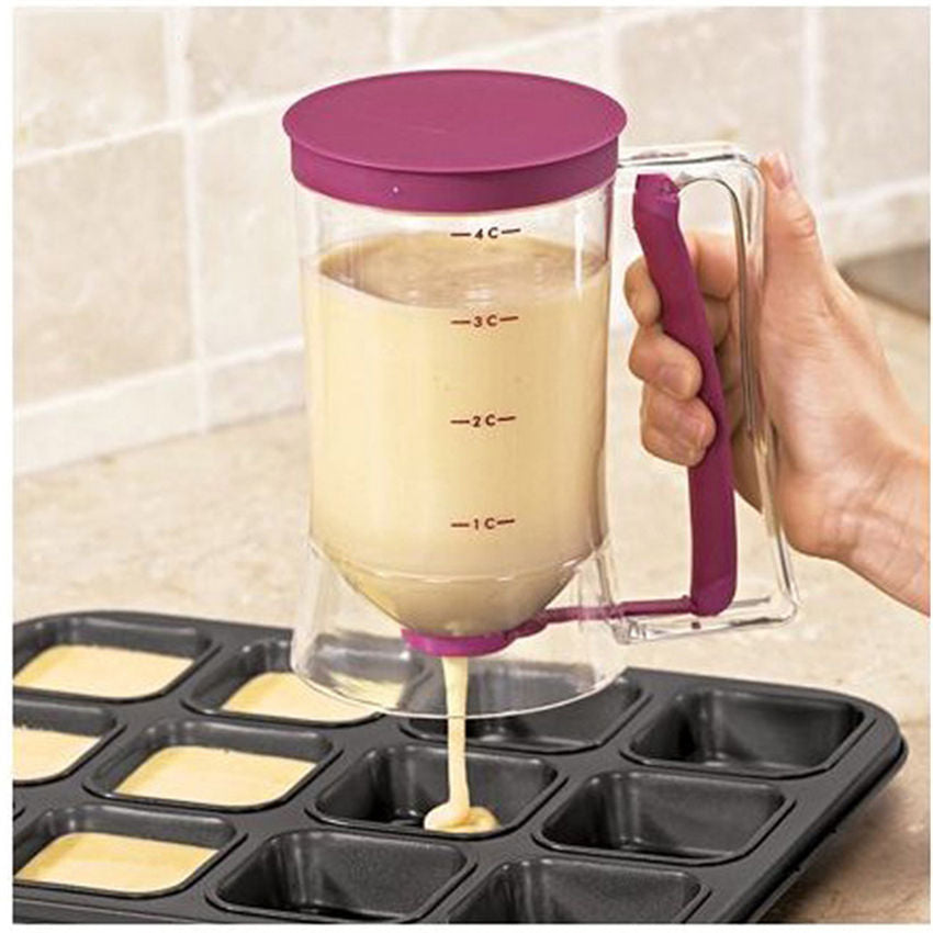 dispenser per pancake biscotti torte con imbuto e misurino incorporato