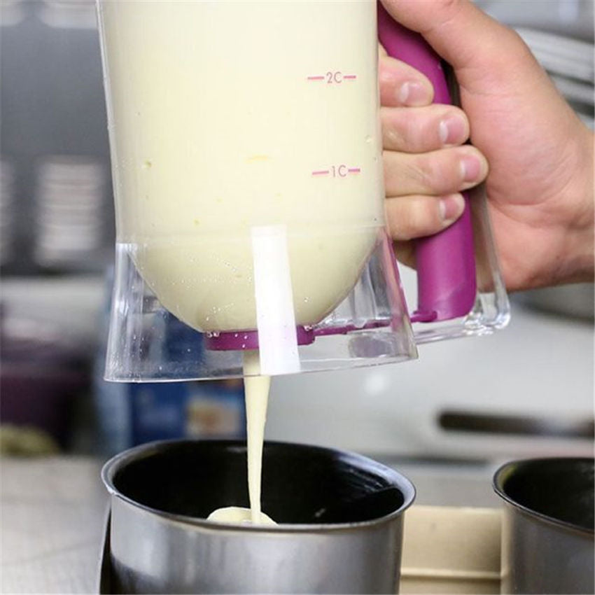 dispenser per pancake biscotti torte con imbuto e misurino incorporato