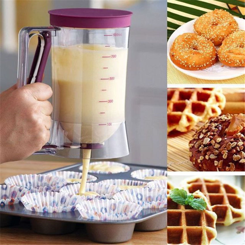 dispenser per pancake biscotti torte con imbuto e misurino incorporato