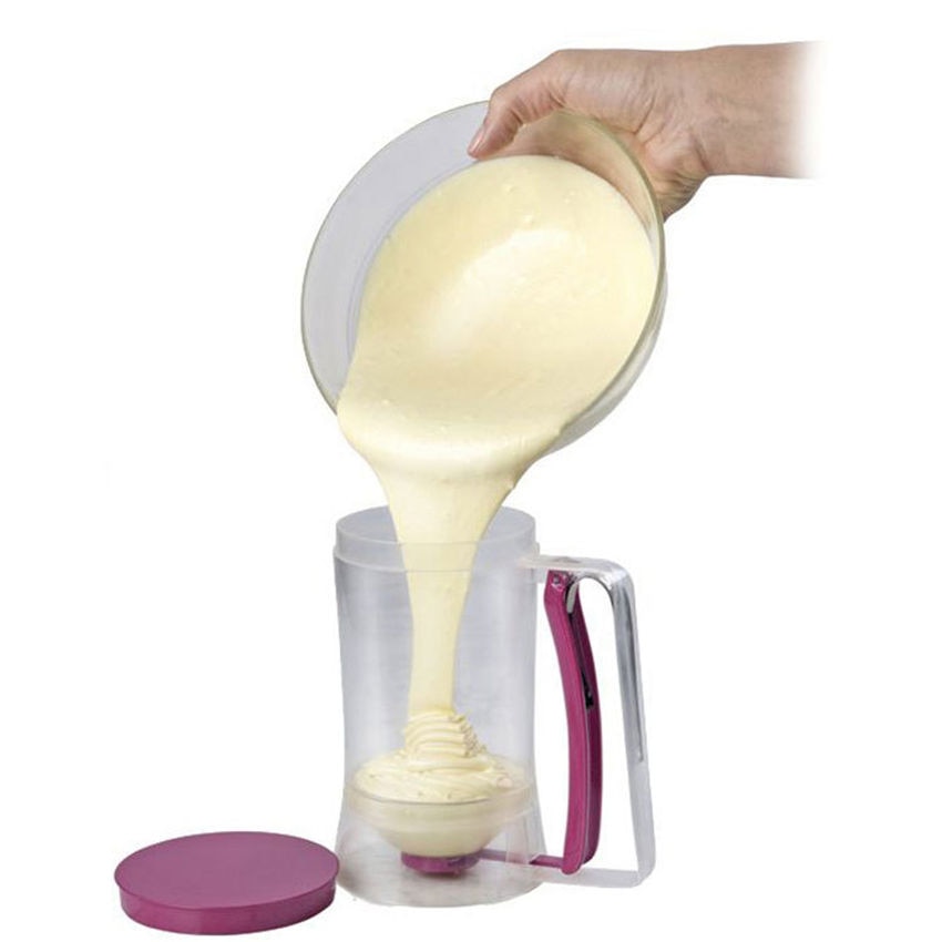 dispenser per pancake biscotti torte con imbuto e misurino incorporato