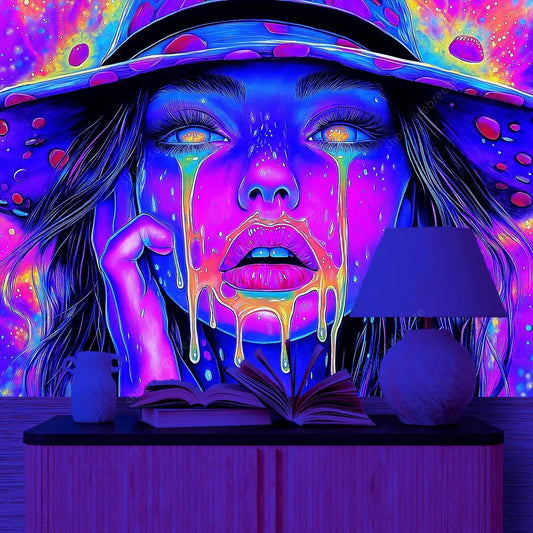 Arazzo neon psichedelico astratto per camera soggiorno decorativo