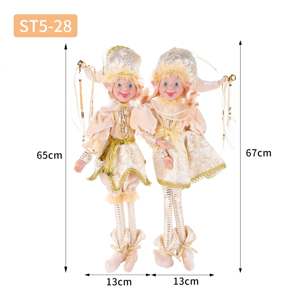 Elfi in tessuto, fatti a mano. altezza 61 cm  massimo