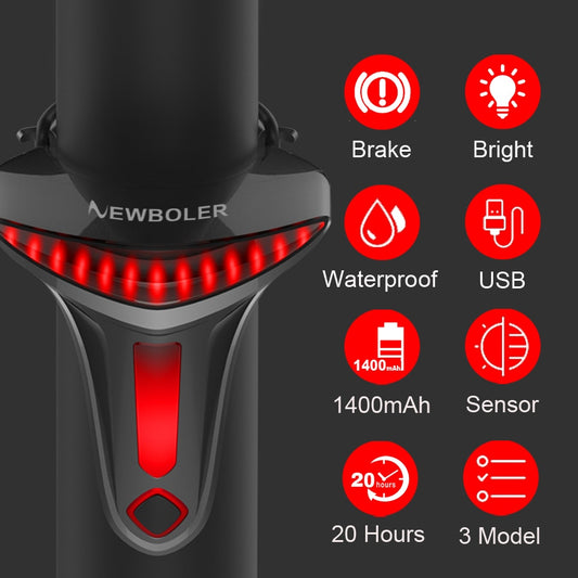 luce posteriore stop per bicicletta con sensore  con ricarica USB